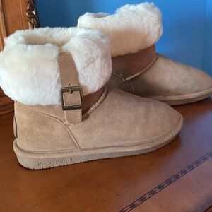 BearPaw Tan Boots with Cream Fur
